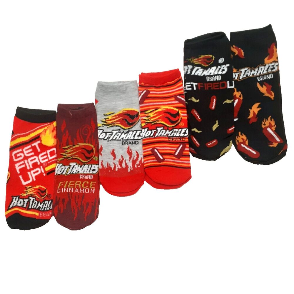 Hot Tamales Candy Food Novelty Mens Adult Size 6-12 6-pair Low Cut Socks NWOT